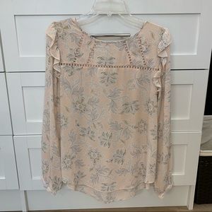 Ann Taylor LOFT Blush Ruffle Blouse